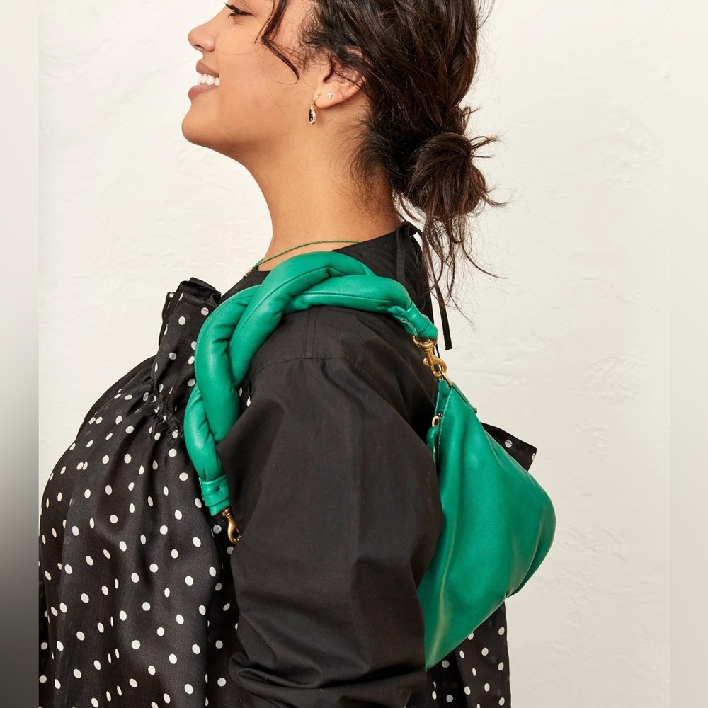 Clare V Twisted Puff Top Handle in Emerald Italian Nappa NWT - Picture 3 of 5